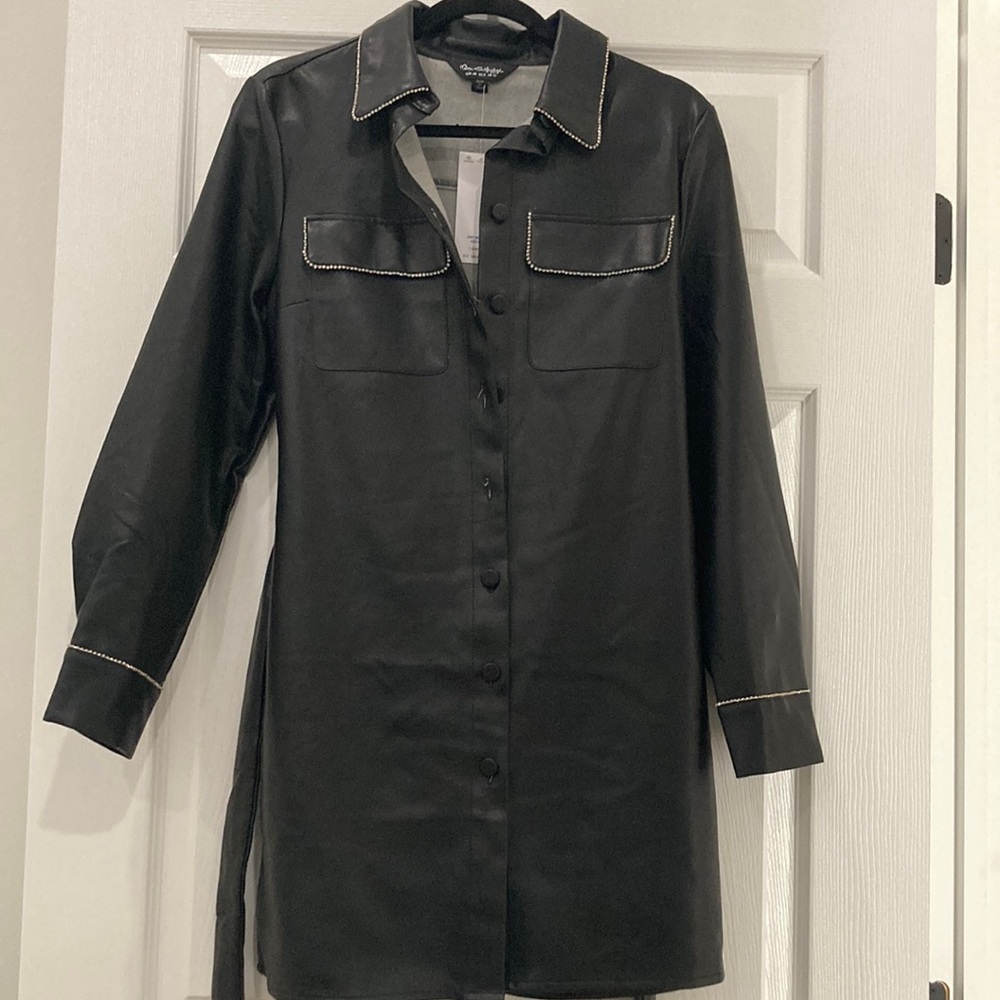Faux Leather shirt dress